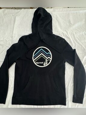 Marmot Black Hoodie with Mountain Logo